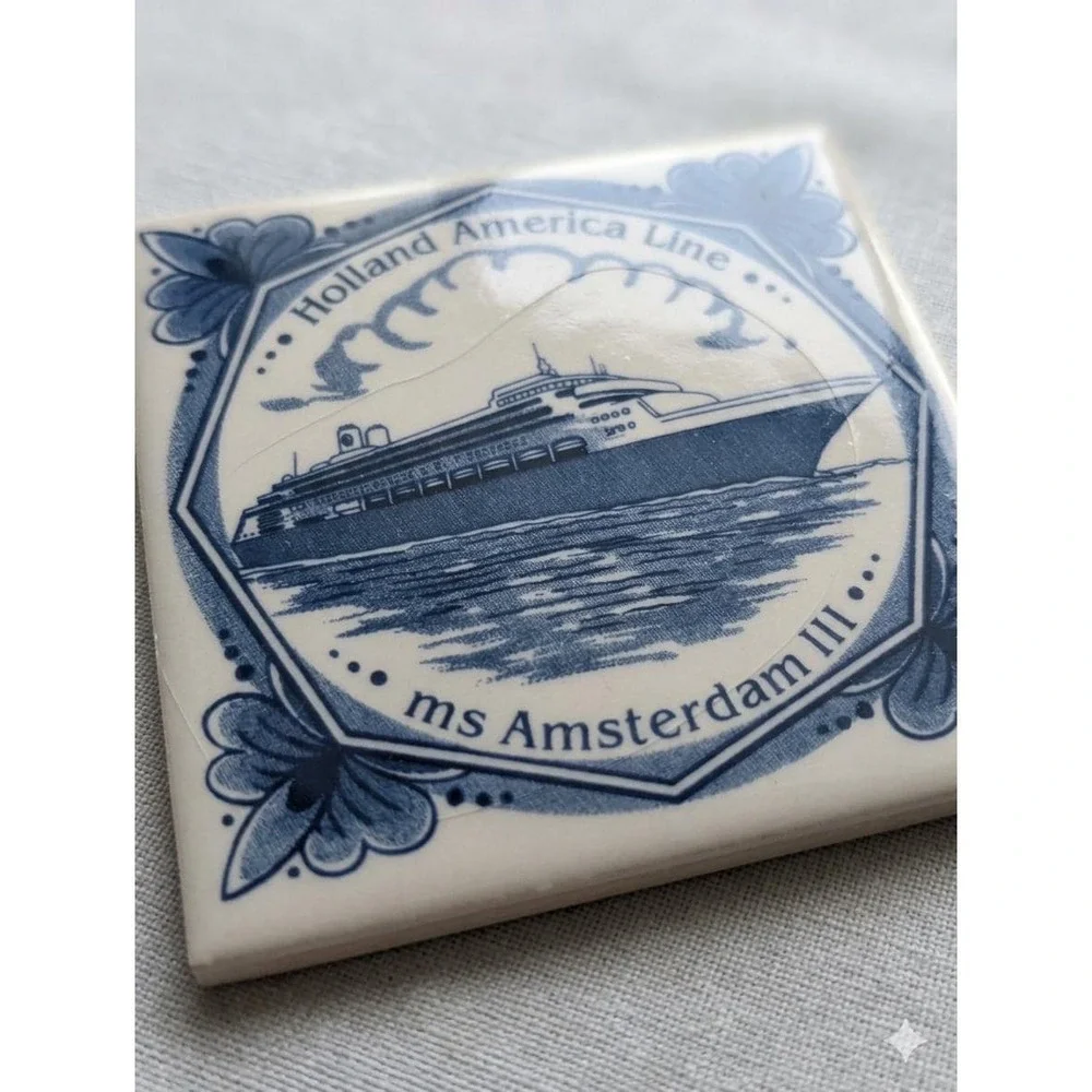 Holland America Line Delft Blue Coaster Set – MS Amsterdam, MS Zaandam, Vintage